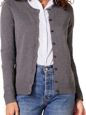 Amazon Essentials Gray Button-Up Women's Cardigan Sweater